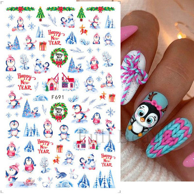 Satriecošas ziedu uzlīmes nagu uzlīmes 3D uzlīmes Līnijas Neļķes Slīdnis Ģeometriski Ziedi Lapas Nail Art DIY pavasara manikīra folija LAF804