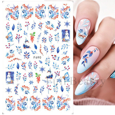 Satriecošas ziedu uzlīmes nagu uzlīmes 3D uzlīmes Līnijas Neļķes Slīdnis Ģeometriski Ziedi Lapas Nail Art DIY pavasara manikīra folija LAF804