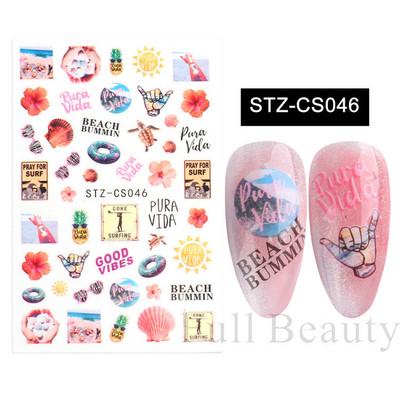 Satriecošas ziedu uzlīmes nagu uzlīmes 3D uzlīmes Līnijas Neļķes Slīdnis Ģeometriski Ziedi Lapas Nail Art DIY pavasara manikīra folija LAF804