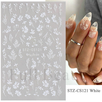 Satriecošas ziedu uzlīmes nagu uzlīmes 3D uzlīmes Līnijas Neļķes Slīdnis Ģeometriski Ziedi Lapas Nail Art DIY pavasara manikīra folija LAF804