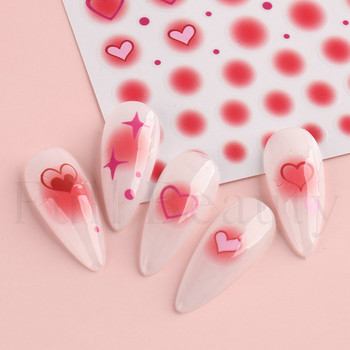 Αυτοκόλλητο Blush Love Heart Nail 3D Ροζ Πράσινο ντεγκραντέ ανθισμένο Sweetheart Star Σχεδιασμός Μανικιούρ Slider Διακόσμηση νυχιών NLSTZ-CS122