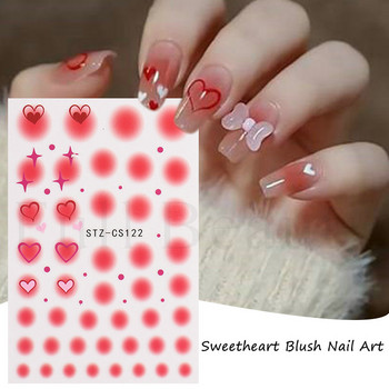 Αυτοκόλλητο Blush Love Heart Nail 3D Ροζ Πράσινο ντεγκραντέ ανθισμένο Sweetheart Star Σχεδιασμός Μανικιούρ Slider Διακόσμηση νυχιών NLSTZ-CS122