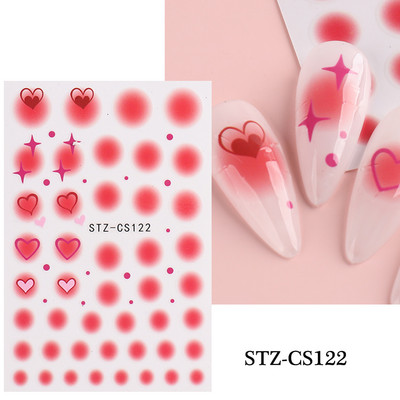 Põsepuna Love Heart küünekleebis 3D roosa roheline gradient õitsev kullake täht maniküür Disain Slider küünte kaunistus NLSTZ-CS122