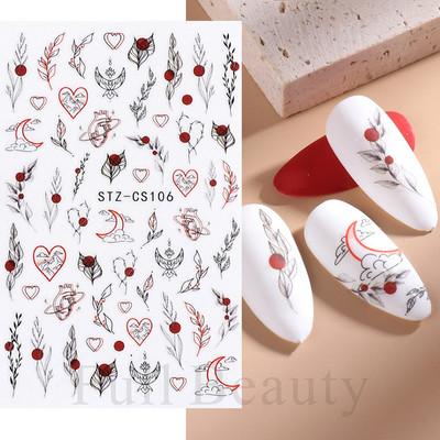 Põsepuna Love Heart küünekleebis 3D roosa roheline gradient õitsev kullake täht maniküür Disain Slider küünte kaunistus NLSTZ-CS122