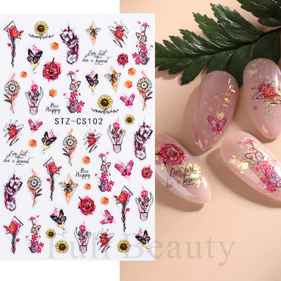 Põsepuna Love Heart küünekleebis 3D roosa roheline gradient õitsev kullake täht maniküür Disain Slider küünte kaunistus NLSTZ-CS122