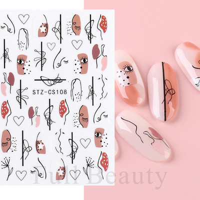 Põsepuna Love Heart küünekleebis 3D roosa roheline gradient õitsev kullake täht maniküür Disain Slider küünte kaunistus NLSTZ-CS122