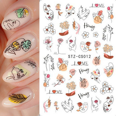 Põsepuna Love Heart küünekleebis 3D roosa roheline gradient õitsev kullake täht maniküür Disain Slider küünte kaunistus NLSTZ-CS122