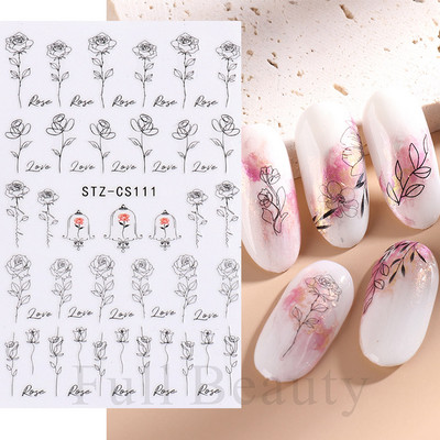 Põsepuna Love Heart küünekleebis 3D roosa roheline gradient õitsev kullake täht maniküür Disain Slider küünte kaunistus NLSTZ-CS122