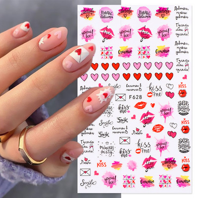 Põsepuna Love Heart küünekleebis 3D roosa roheline gradient õitsev kullake täht maniküür Disain Slider küünte kaunistus NLSTZ-CS122