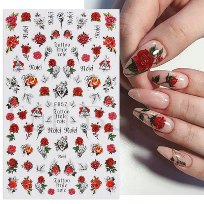 Põsepuna Love Heart küünekleebis 3D roosa roheline gradient õitsev kullake täht maniküür Disain Slider küünte kaunistus NLSTZ-CS122