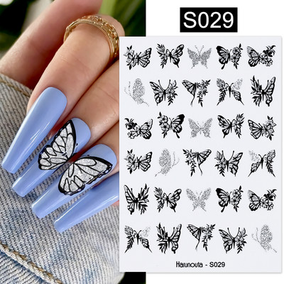 Harunouta rascvjetane tinte mramor 3D naljepnice za nokte naljepnice lišće srce transfer klizači za nokte apstraktne geometrijske linije vodene naljepnice za nokte