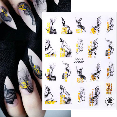 Harunouta rascvjetane tinte mramor 3D naljepnice za nokte naljepnice lišće srce transfer klizači za nokte apstraktne geometrijske linije vodene naljepnice za nokte