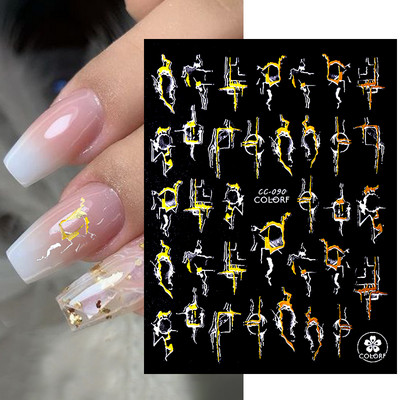 Harunouta rascvjetane tinte mramor 3D naljepnice za nokte naljepnice lišće srce transfer klizači za nokte apstraktne geometrijske linije vodene naljepnice za nokte