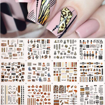 12 tk / komplekt mustad jooned geomeetria lilled lehed mustrid kleebised liugurid akvarelli tint DIY maniküüri küünte kaunistus
