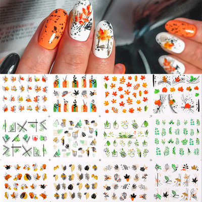 12 tk / komplekt mustad jooned geomeetria lilled lehed mustrid kleebised liugurid akvarelli tint DIY maniküüri küünte kaunistus