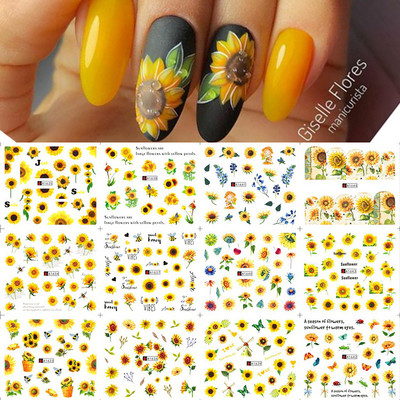 12 tk / komplekt mustad jooned geomeetria lilled lehed mustrid kleebised liugurid akvarelli tint DIY maniküüri küünte kaunistus