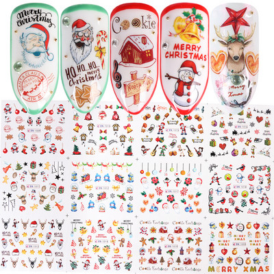 11 τμχ Χειμερινά αυτοκόλλητα νυχιών Χαλκομανίες μανικιούρ Λευκό Snowflake Water Slider for Nail Art Decoration Polish DIY Xmas Design GLD260-270