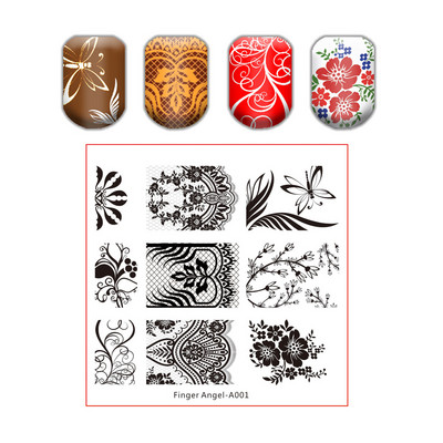 Kingakott küünte tembeldamise plaat pits lillede lehtede küüneplaadid templi maniküüri komplekt sulgede tekstuuri jaoks liblikas küünte kunsti tembeldamiseks