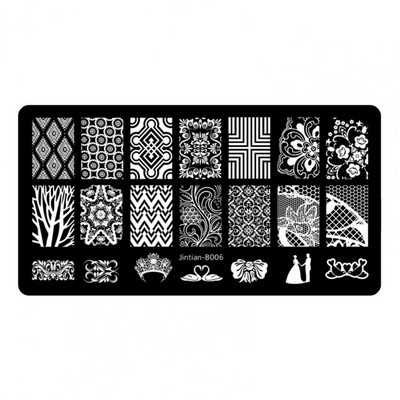 Mood korduvkasutatavad mitmesugused stiilid Naiste dekoratiivne küünte tembeldamise mall naiste küünte printimisplaadile küünte stantsimisplaat