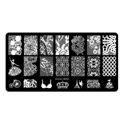 Mood korduvkasutatavad mitmesugused stiilid Naiste dekoratiivne küünte tembeldamise mall naiste küünte printimisplaadile küünte stantsimisplaat