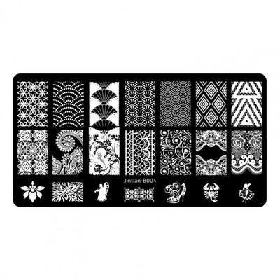Mood korduvkasutatavad mitmesugused stiilid Naiste dekoratiivne küünte tembeldamise mall naiste küünte printimisplaadile küünte stantsimisplaat