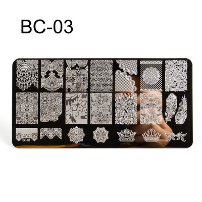 Πρότυπο εκτύπωσης Nail Art Βερνίκι νυχιών Ορθογώνιο Στρογγυλό Εργαλεία Νυχιών Ατσάλινο Πλακάκι Χριστουγεννιάτικο Εκτύπωση Πρότυπο Νυχιών από ανοξείδωτο ατσάλι