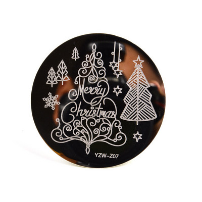 Πρότυπο εκτύπωσης Nail Art Βερνίκι νυχιών Ορθογώνιο Στρογγυλό Εργαλεία Νυχιών Ατσάλινο Πλακάκι Χριστουγεννιάτικο Εκτύπωση Πρότυπο Νυχιών από ανοξείδωτο ατσάλι