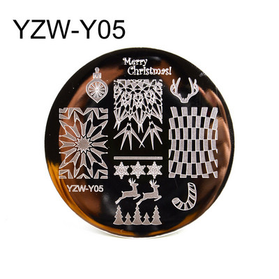 Πρότυπο εκτύπωσης Nail Art Βερνίκι νυχιών Ορθογώνιο Στρογγυλό Εργαλεία Νυχιών Ατσάλινο Πλακάκι Χριστουγεννιάτικο Εκτύπωση Πρότυπο Νυχιών από ανοξείδωτο ατσάλι