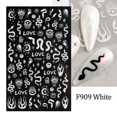 3D purpursarkanas zilas ļaunas acis nagu mākslas uzlīmes Čūska liesma Zvaigznes slīdņi Dekorācija Jauki sienāzis Dzīvnieku gēla lakas uzlīmes FBEB173