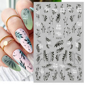 3D mustade lehtedega küünekleebis liblikas lillede küünekaunistused korea prantsuse armsad liuguri tagaliimi kleebised tüdrukutele CHF868