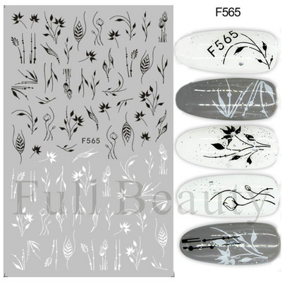 3D mustade lehtedega küünekleebis liblikas lillede küünekaunistused korea prantsuse armsad liuguri tagaliimi kleebised tüdrukutele CHF868