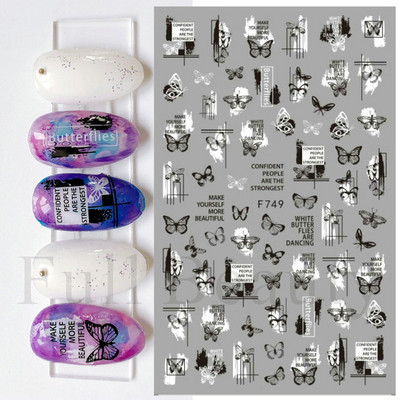 3D mustade lehtedega küünekleebis liblikas lillede küünekaunistused korea prantsuse armsad liuguri tagaliimi kleebised tüdrukutele CHF868