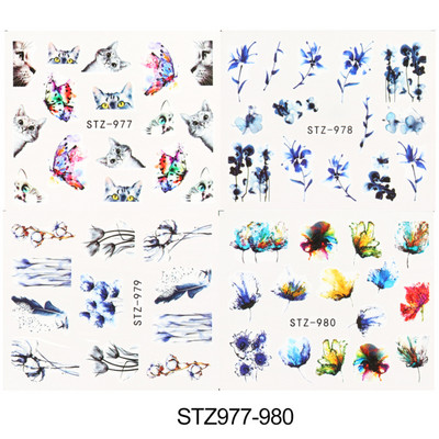 4 tk Sügisene küünte kleebised vahtralehed disain küünte kunst vesi tätoveering kleebised mood maniküür liugurid DIY kaunistus LASTZ856-859
