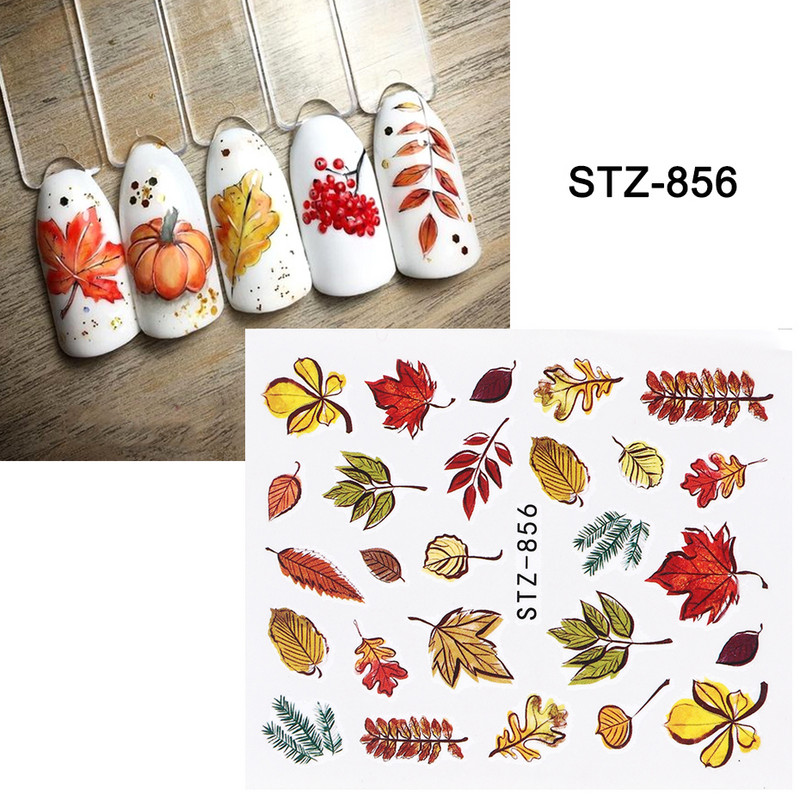 4 бр. Есенни стикери за нокти Дизайн на кленови листа Nail Art Water Tattoo Decals Моден маникюр Плъзгачи Направи си сам декорация LASTZ856-859