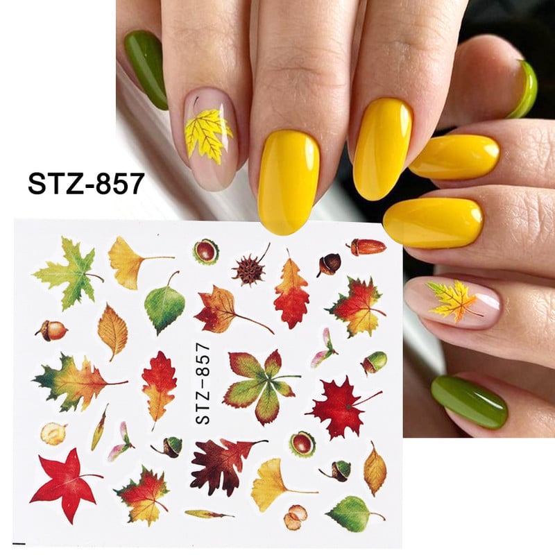 4 бр. Есенни стикери за нокти Дизайн на кленови листа Nail Art Water Tattoo Decals Моден маникюр Плъзгачи Направи си сам декорация LASTZ856-859