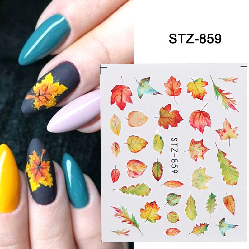 4 бр. Есенни стикери за нокти Дизайн на кленови листа Nail Art Water Tattoo Decals Моден маникюр Плъзгачи Направи си сам декорация LASTZ856-859