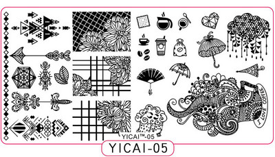 1 τμχ Πλάκες για σφράγιση νυχιών Τρισδιάστατες πλάκες με εικόνα αποκριάτικου στιλ Πρότυπα μανικιούρ νυχιών Πρότυπο βερνίκι νυχιών Στένσιλ Yicai1