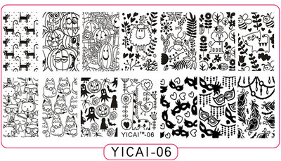 1 τμχ Πλάκες για σφράγιση νυχιών Τρισδιάστατες πλάκες με εικόνα αποκριάτικου στιλ Πρότυπα μανικιούρ νυχιών Πρότυπο βερνίκι νυχιών Στένσιλ Yicai1
