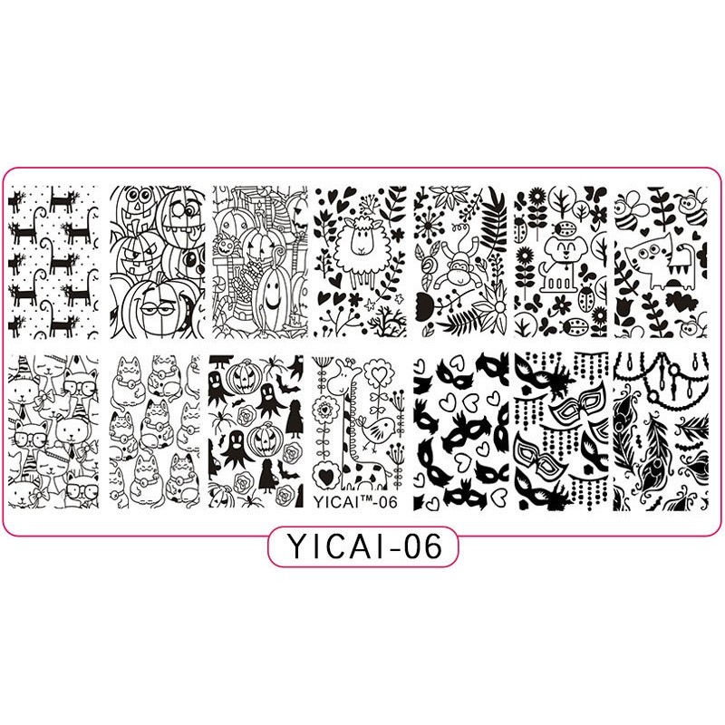1 τμχ Πλάκες για σφράγιση νυχιών Τρισδιάστατες πλάκες με εικόνα αποκριάτικου στιλ Πρότυπα μανικιούρ νυχιών Πρότυπο βερνίκι νυχιών Στένσιλ Yicai1