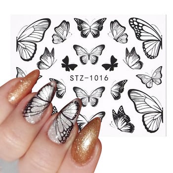 1 PC Butterflies Summer Theme Nails Art Αυτοκόλλητα μανικιούρ Αυτοκόλλητα Αυτοκόλλητα 3D Ανοιξιάτικα ροζ μωβ λουλούδια Διακόσμηση συρόμενου νυχιών