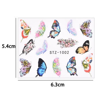 1 PC Butterflies Summer Theme Nails Art Αυτοκόλλητα μανικιούρ Αυτοκόλλητα Αυτοκόλλητα 3D Ανοιξιάτικα ροζ μωβ λουλούδια Διακόσμηση συρόμενου νυχιών