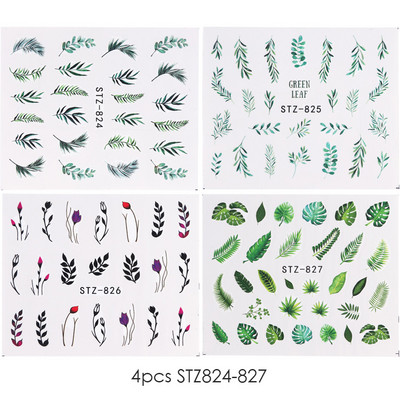 4db/Szett Absztrakt állati köröm matricák női arc matricák szarvas róka víz fekete levelek csúszkák Anime tetováló manikűr TRSTZ1018-1033