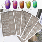 1Pcs 6*12cm Nail Art Ploča za žigosanje Cvijet/Životinja/Pruga Predložak Šablona Backplane DIY Alat za ispis pečata od nehrđajućeg čelika za nokte