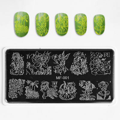 1Pcs 6*12cm Nail Art Ploča za žigosanje Cvijet/Životinja/Pruga Predložak Šablona Backplane DIY Alat za ispis pečata od nehrđajućeg čelika za nokte