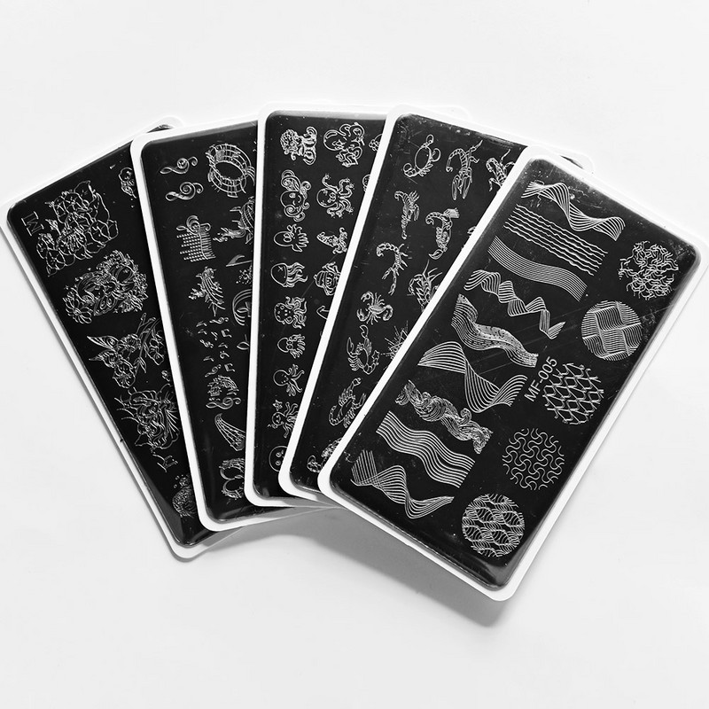 1Pcs 6*12cm Nail Art Ploča za žigosanje Cvijet/Životinja/Pruga Predložak Šablona Backplane DIY Alat za ispis pečata od nehrđajućeg čelika za nokte