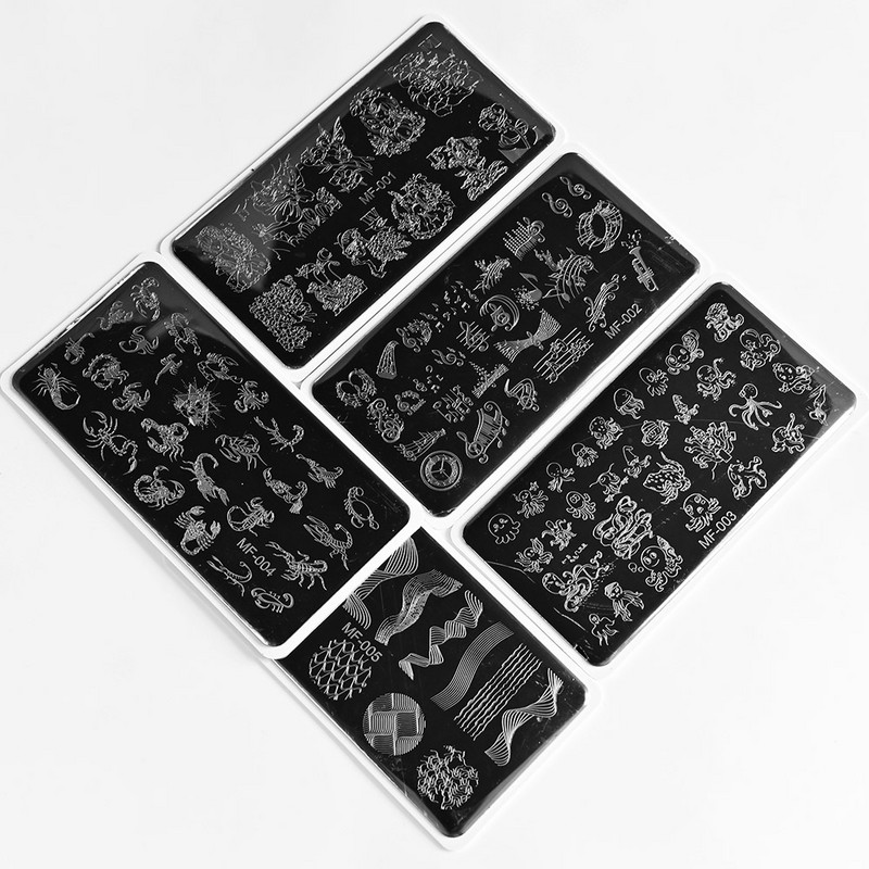 1Pcs 6*12cm Nail Art Ploča za žigosanje Cvijet/Životinja/Pruga Predložak Šablona Backplane DIY Alat za ispis pečata od nehrđajućeg čelika za nokte