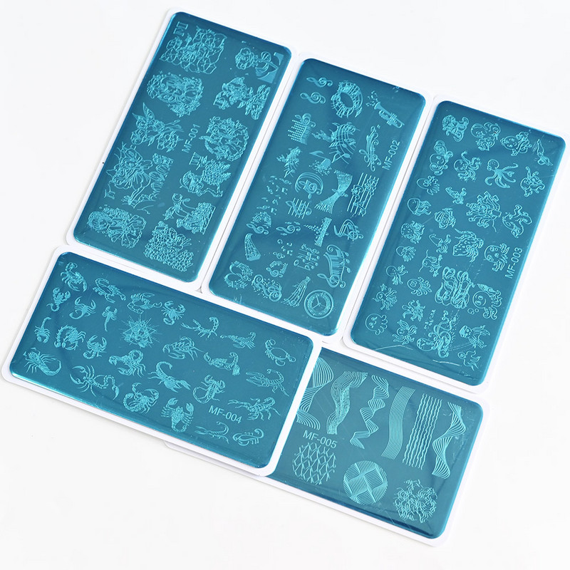 1Pcs 6*12cm Nail Art Ploča za žigosanje Cvijet/Životinja/Pruga Predložak Šablona Backplane DIY Alat za ispis pečata od nehrđajućeg čelika za nokte