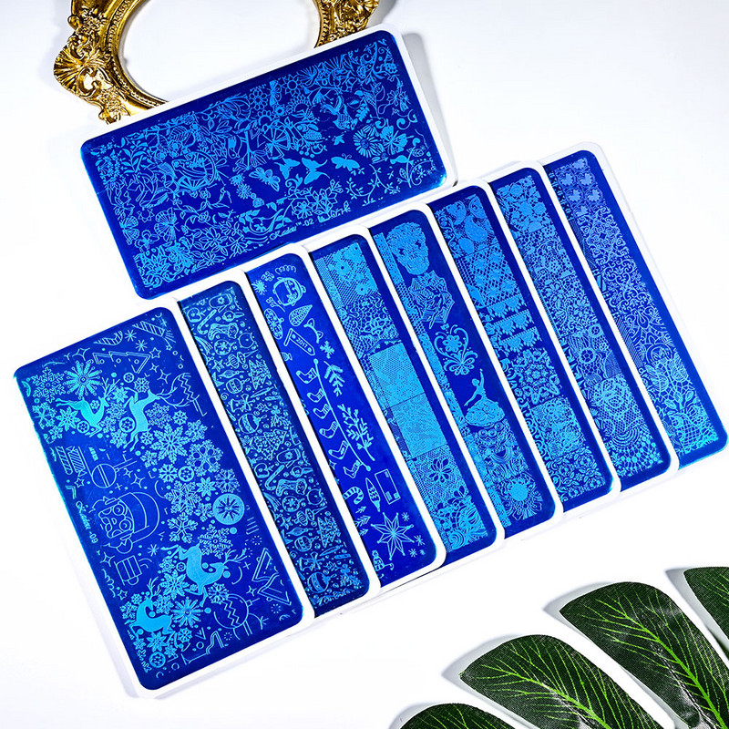 Jõulud küünte stantsimisplaadid Küünetempel Jõuluvana muster Küünekunstiplaadi templimallid Trükišabloon roostevaba teras TL