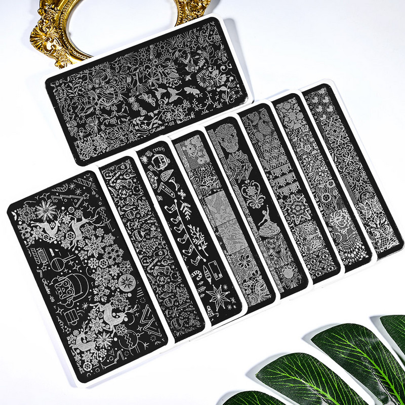 Jõulud küünte stantsimisplaadid Küünetempel Jõuluvana muster Küünekunstiplaadi templimallid Trükišabloon roostevaba teras TL