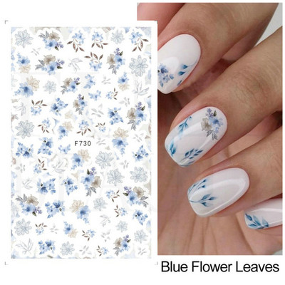 1 TK roosiküüne kleebis Sinine liblikas 3D lilled liugur Pulmad küünekunsti kaunistused fooliumist maniküüri tarvikud LAF858